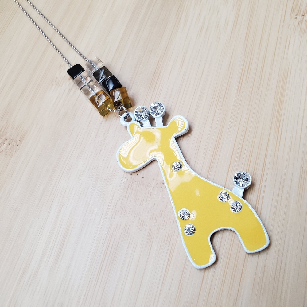 2/$10 Yellow Giraffe Long Pendant Necklace